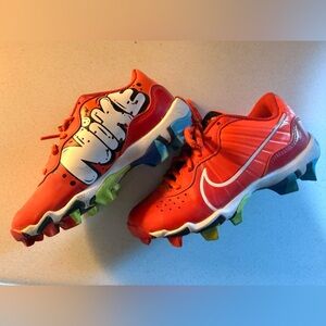 Nike Kids Red Baseball Cleats with Multicolor Studs